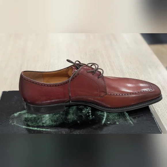 $425 Mens MAGNANNI Helios Apron Toe Derby Dress Shoes Cognac 12 D